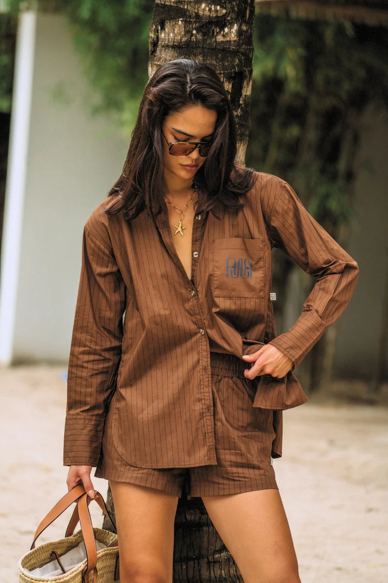 Araminta James | AJJA POCKET SHIRT MOCHA