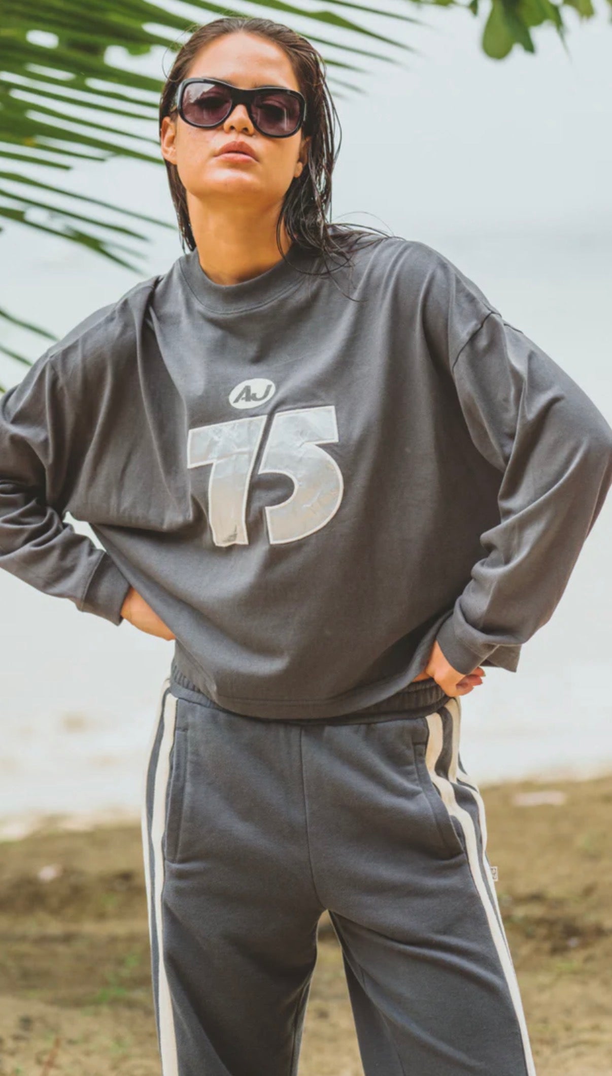 ARAMINTA JAMES | DAYTONA LONG SLEEVE TOP WASHED BLACK