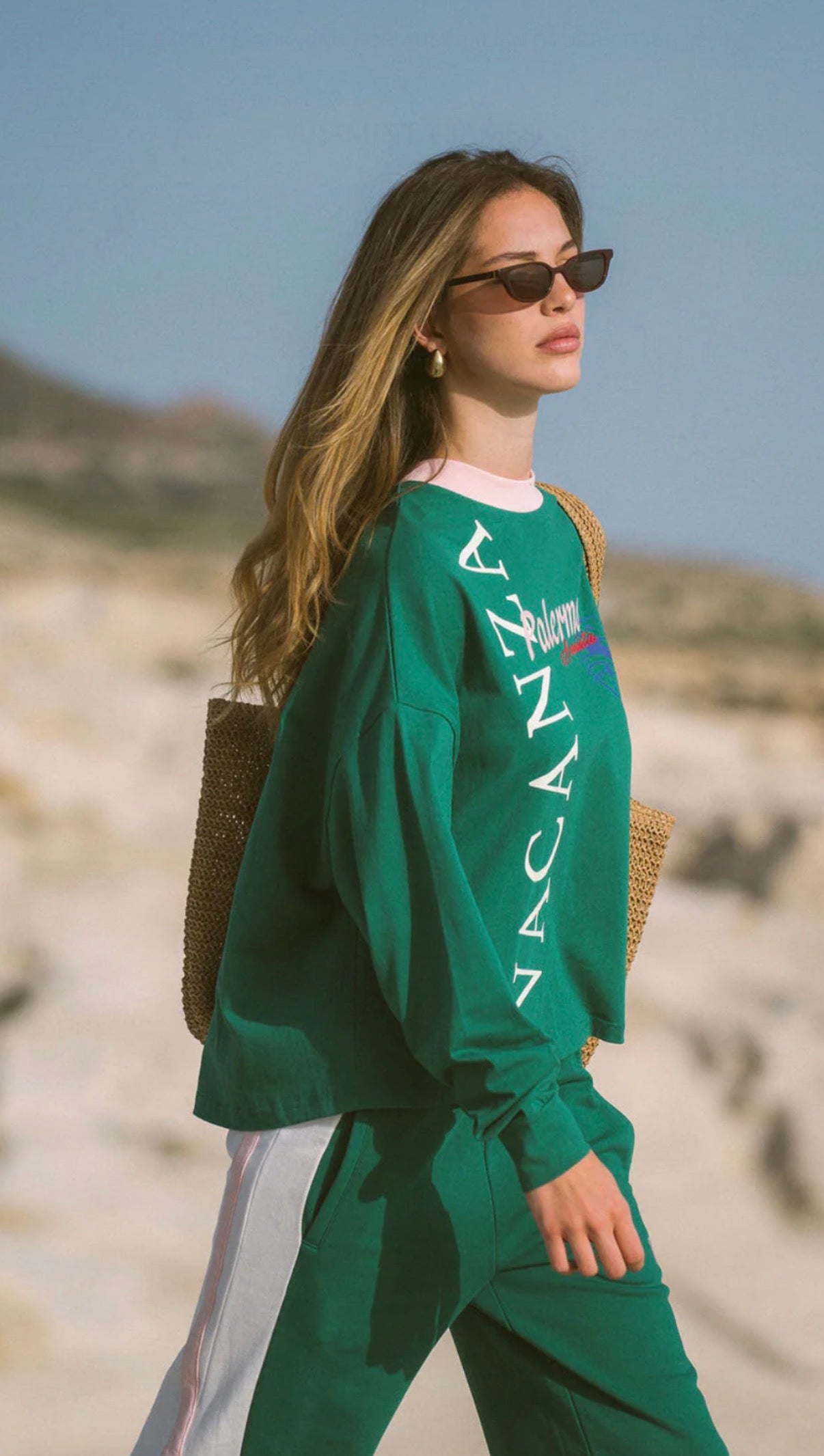 ARAMINTA JAMES | VACANZA LONG SLEEVE TEE SEA GREEN