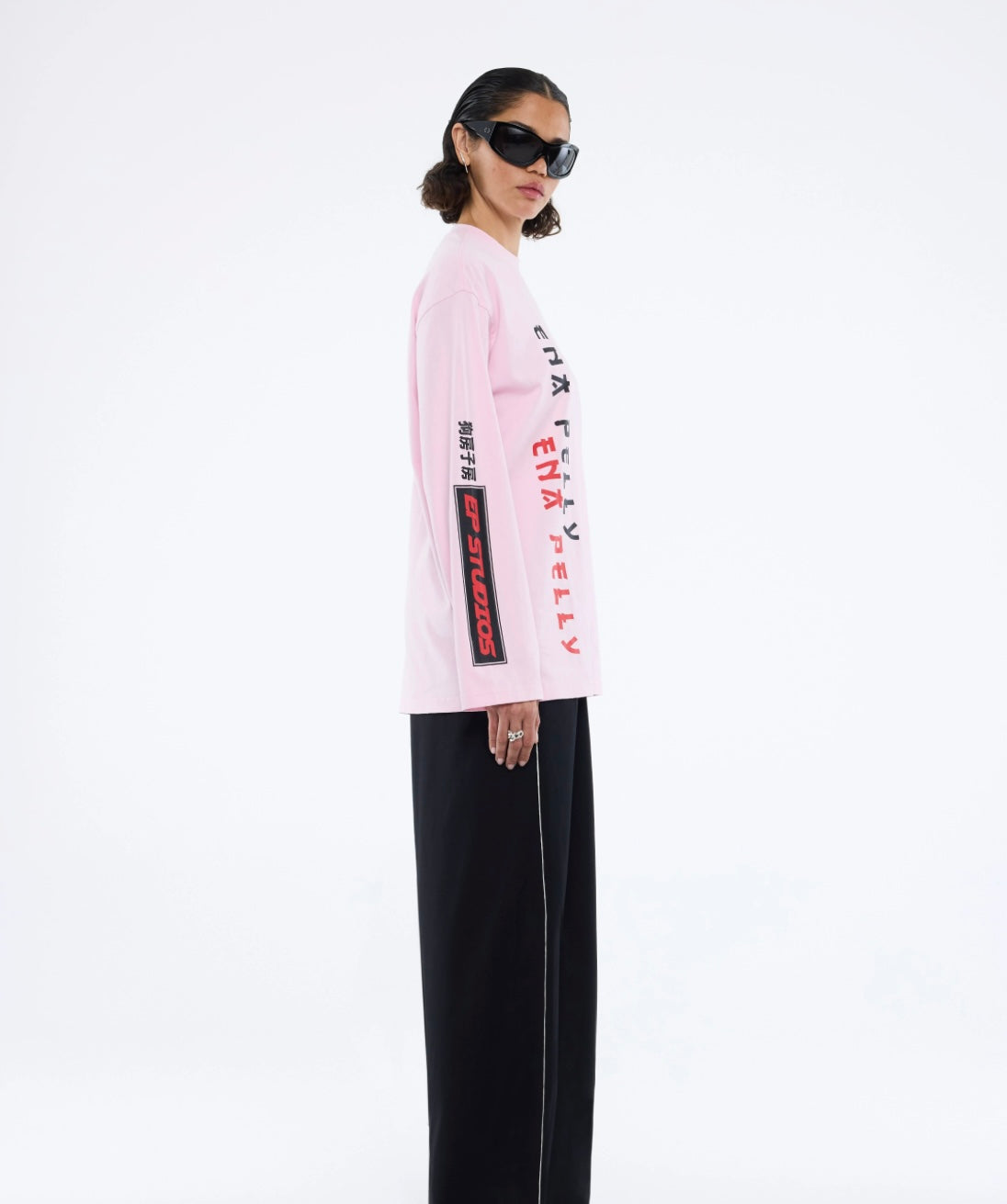 ENA PELLY | STREET SIGNS LONG SLEEVE TEE| PINK