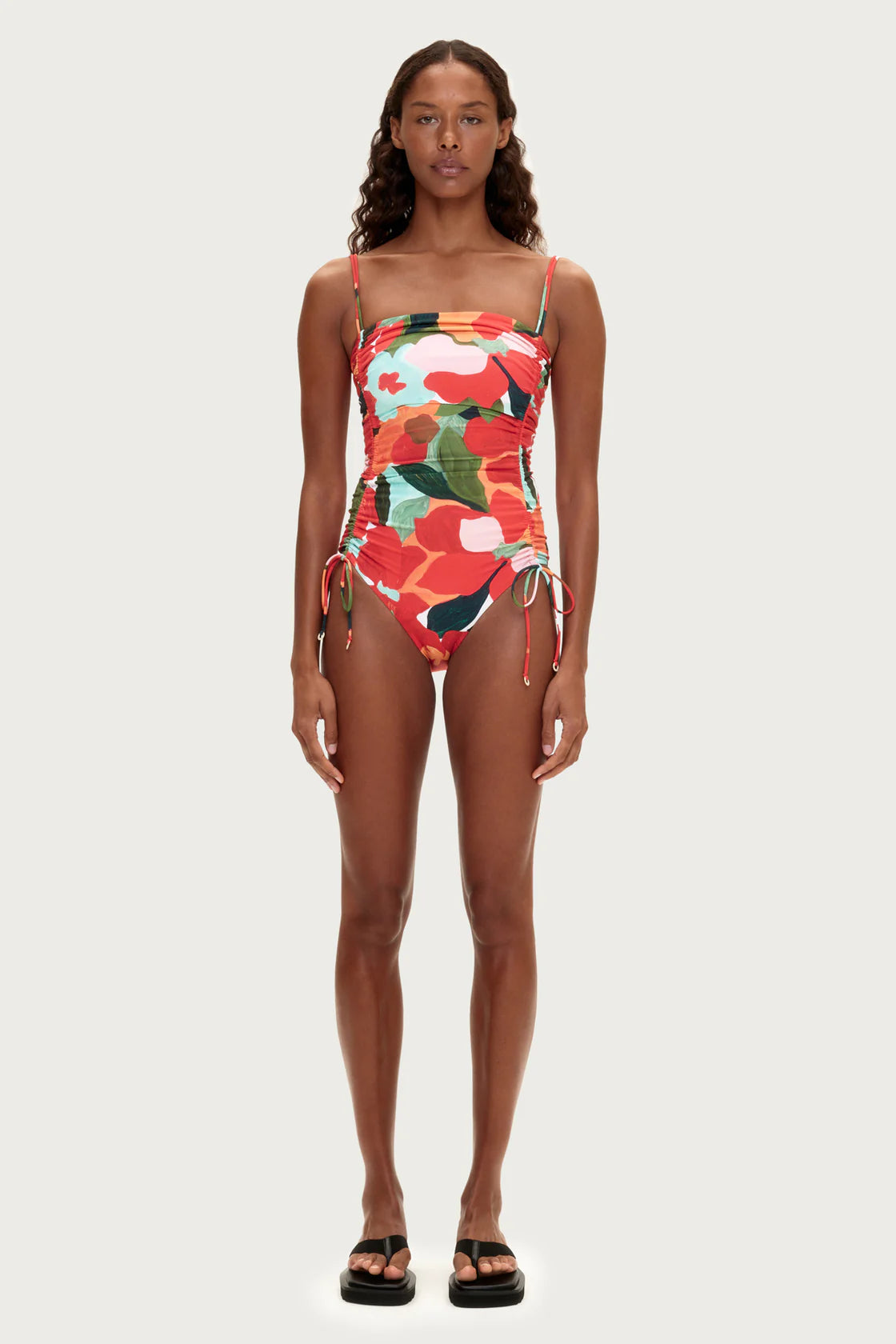 Zulu & Zephyr | Gathered one piece Red Floral – Cove Boutique