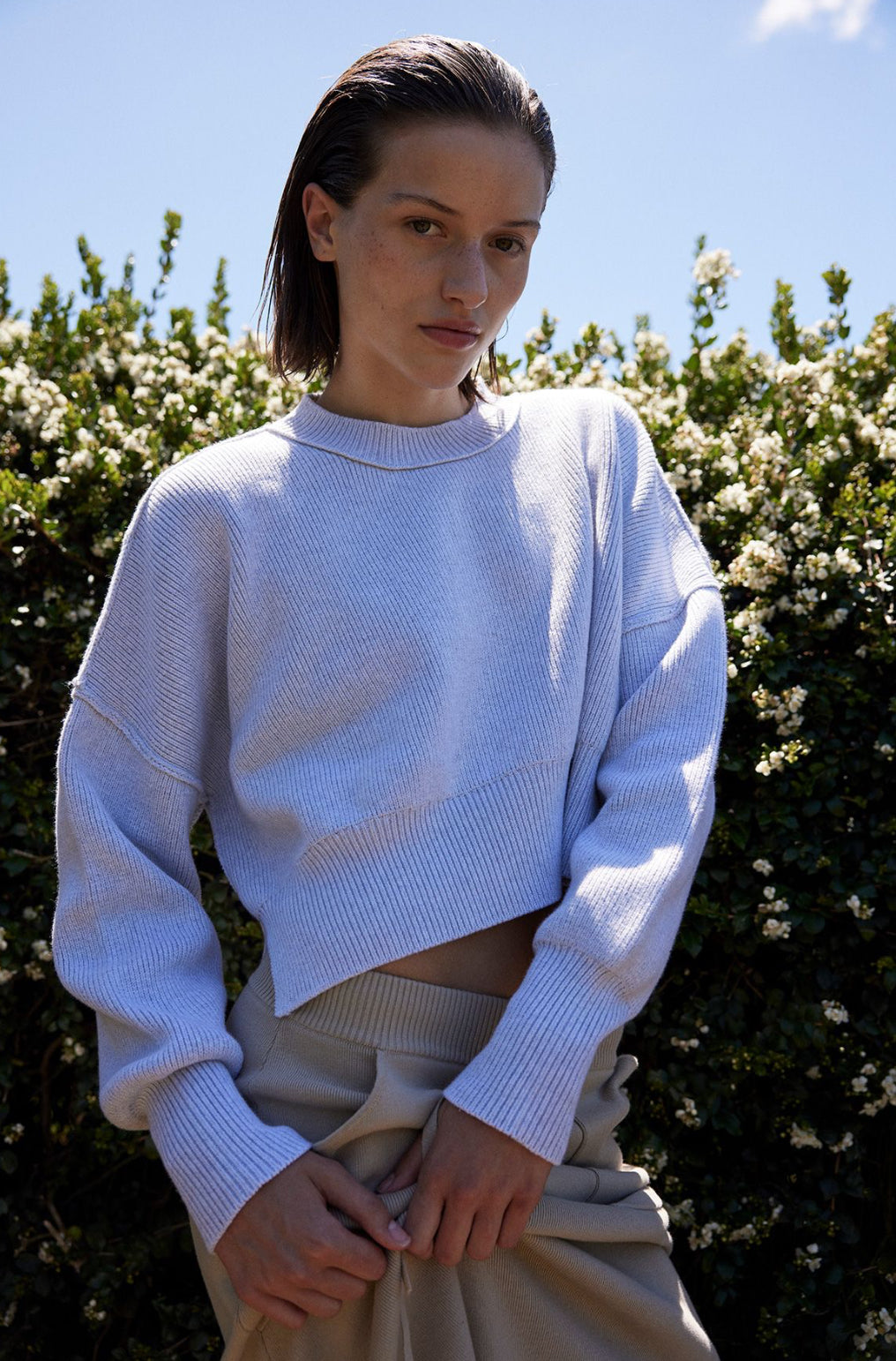 ARCAA ~ Harlo cropped sweater - light grey marle