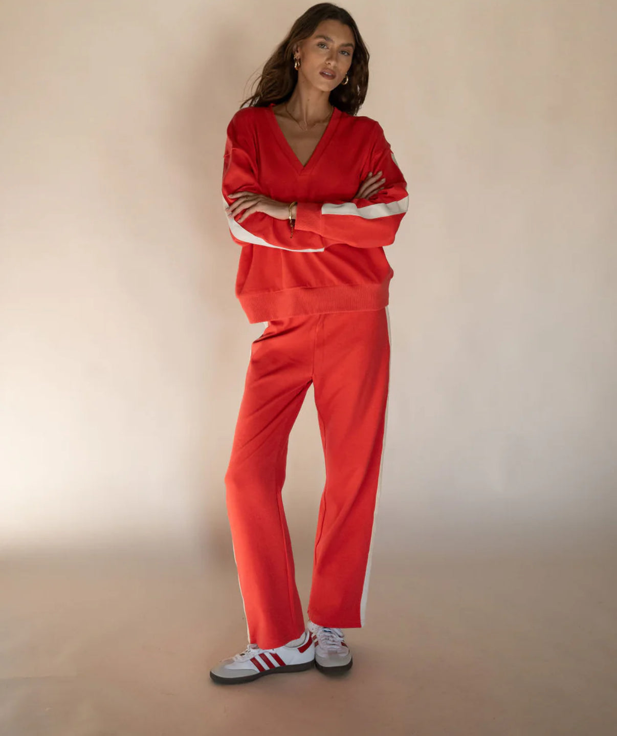 Araminta James Serafina knit pant lobster red