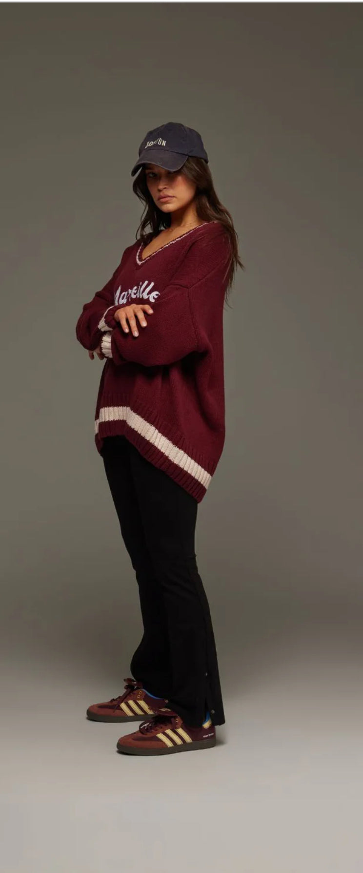 ARAMINTA JAMES | Marseille knit V-Neck sweater shirt red wine