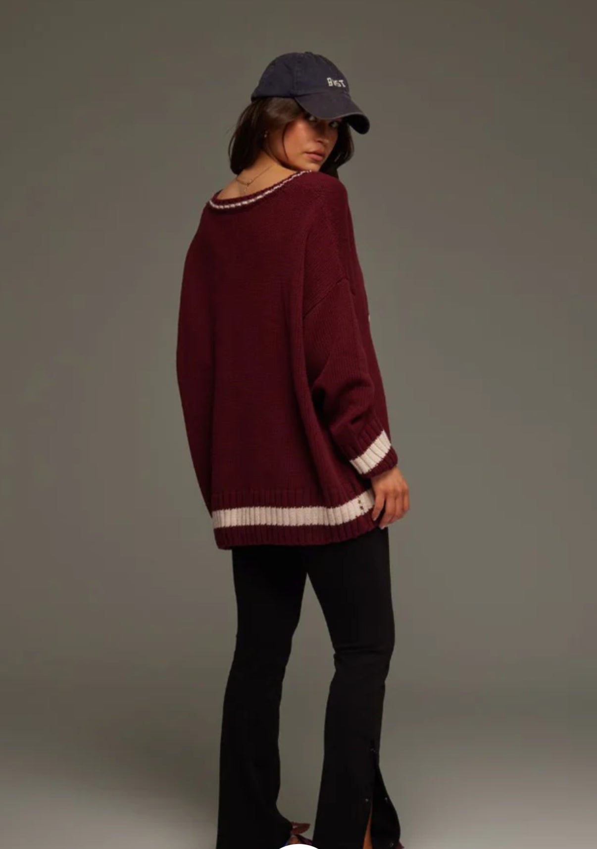 ARAMINTA JAMES | Marseille knit V-Neck sweater shirt red wine