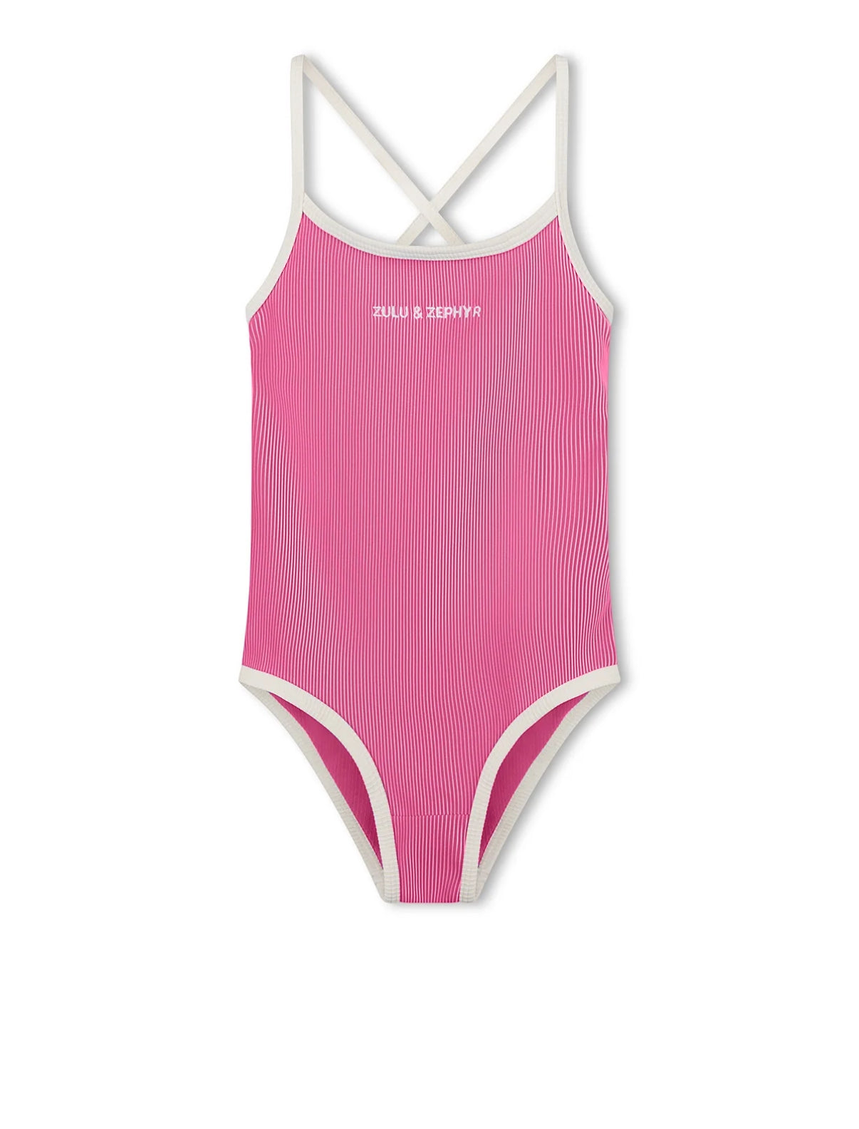 ZULU & ZEPHYR | MINI STRIPE RIB LOGO ONE PIECE - SHELL PINK