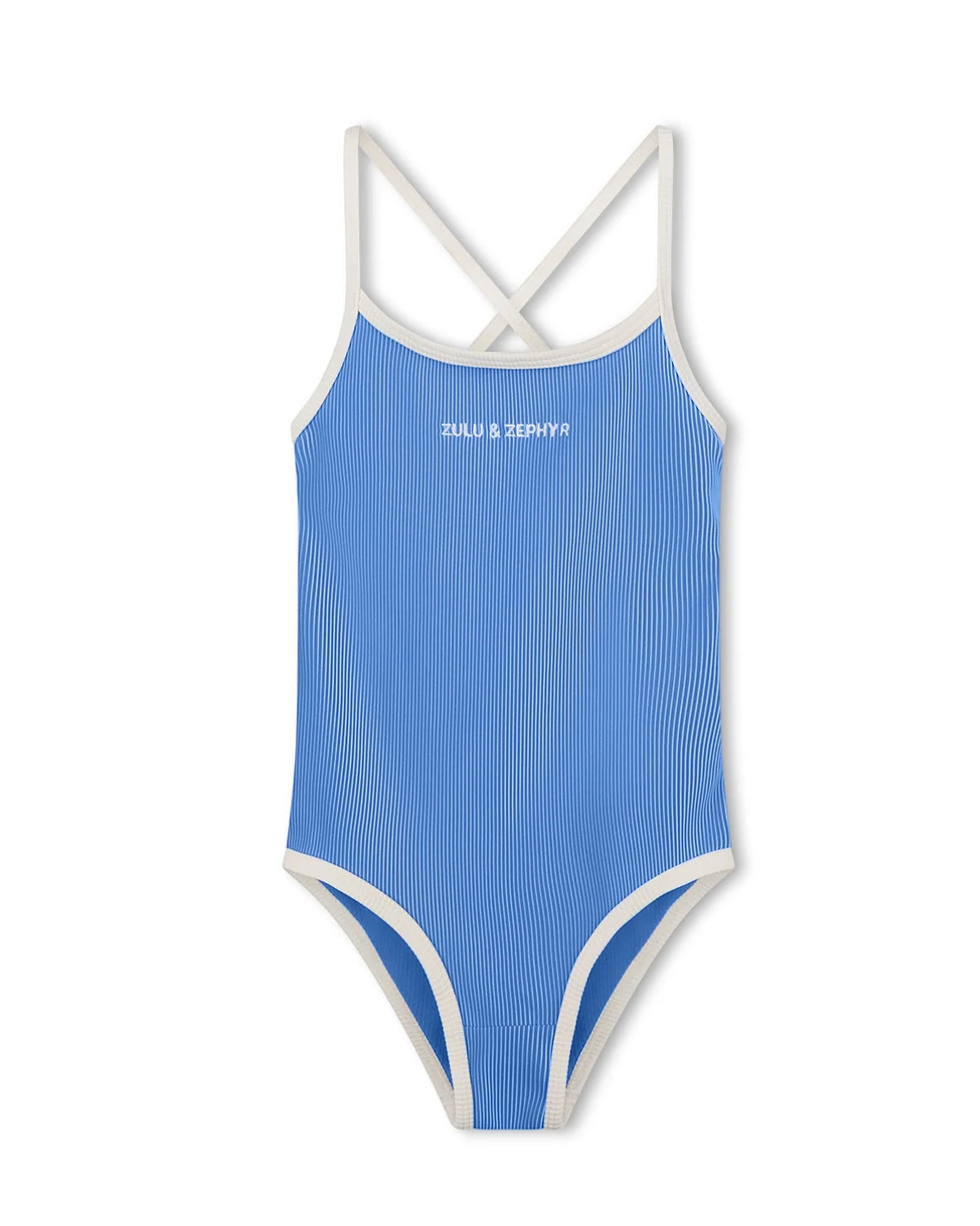 ZULU & ZEPHYR | MINI STRIPE RIB LOGO ONE PIECE - SKY