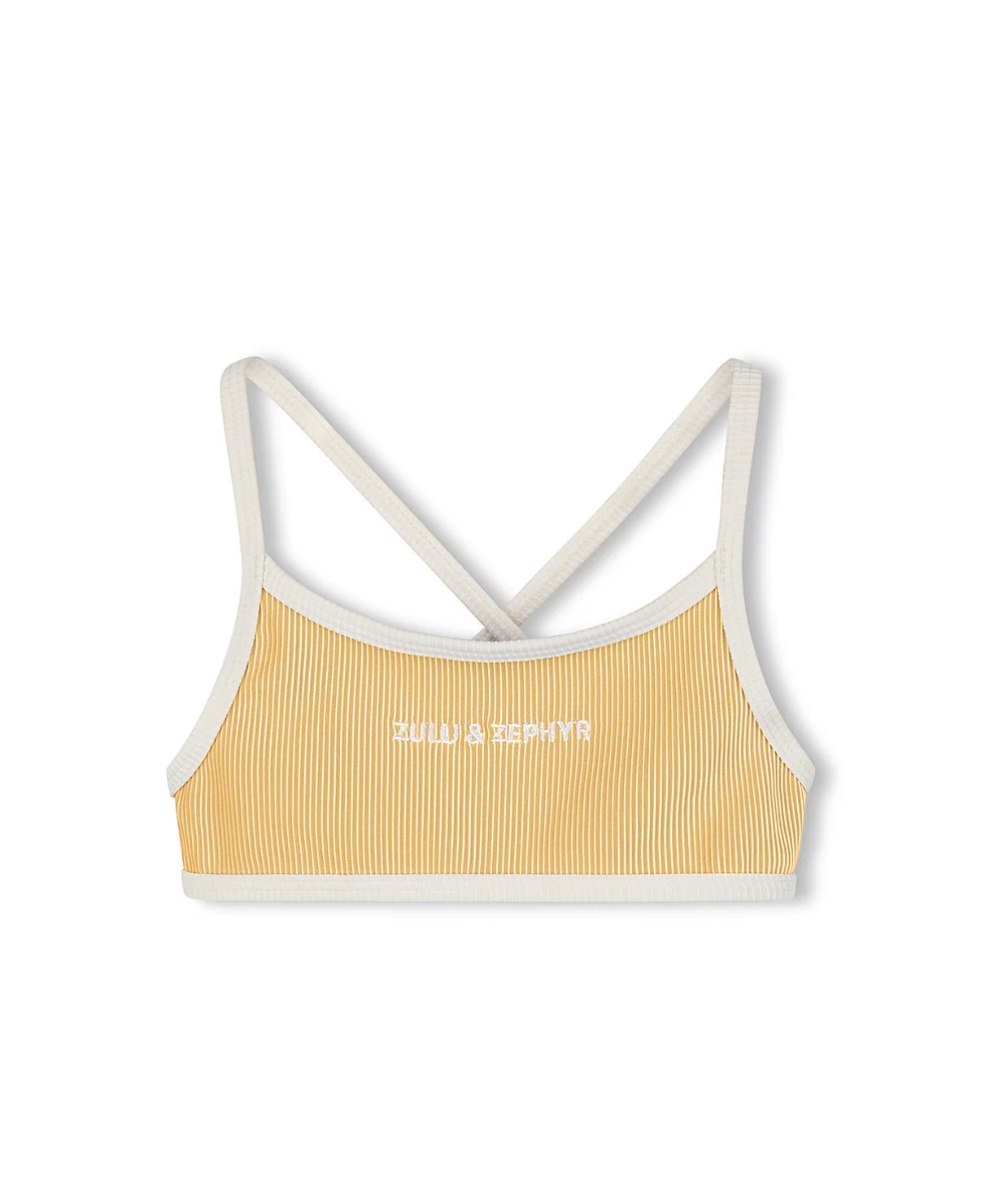 ZULU & ZEPHYR | MINI STRIPE RIB LOGO BIKINI TOP - MARIGOLD