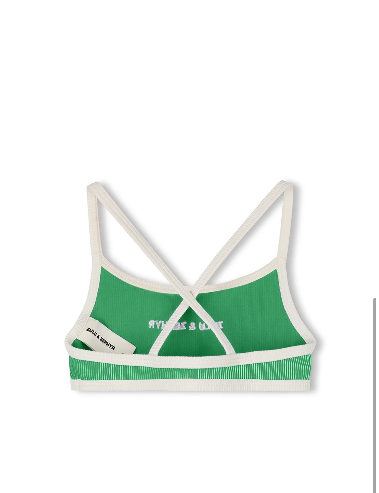 ZULU & ZEPHYR | MINI STRIPE RIB LOGO BIKINI TOP - PARROT GREEN