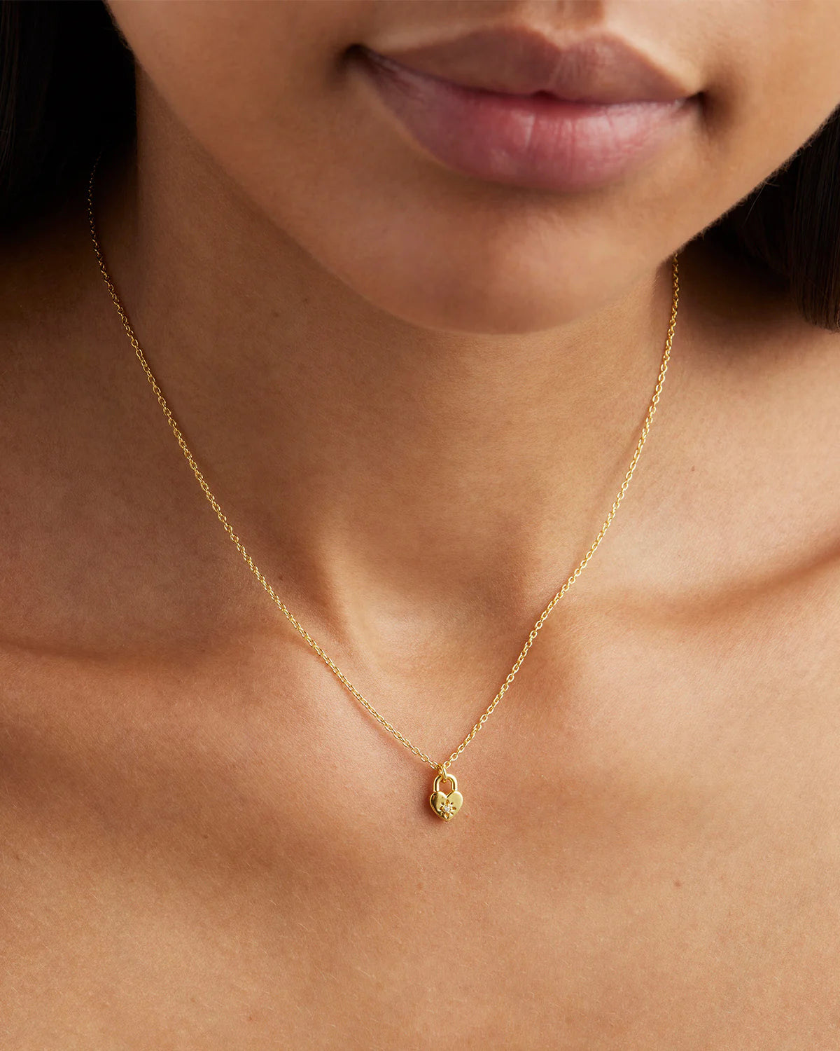 BY CHARLOTTE | Crystal Lotus Heart Padlock Necklace