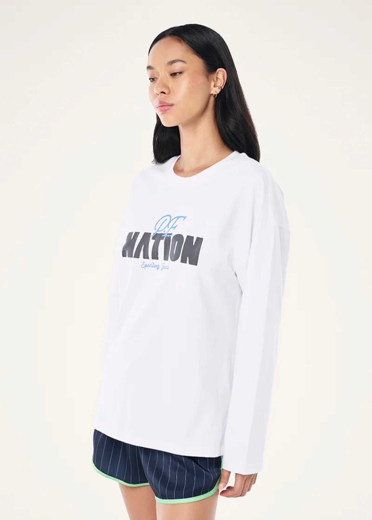 PE NATION | Champion Long Sleeve Heavyweight Tee In White