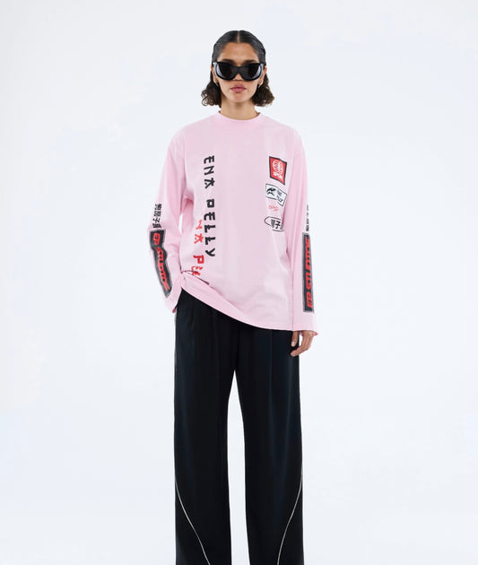 ENA PELLY | STREET SIGNS LONG SLEEVE TEE| PINK