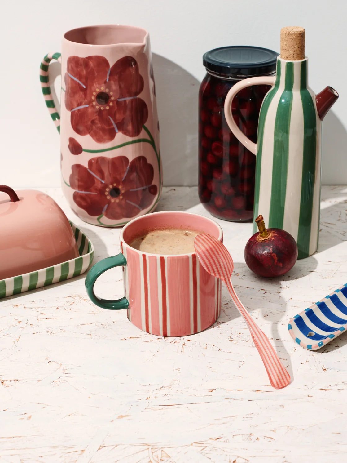 JONES AND CO | Bloomie Pink Stripe Mug