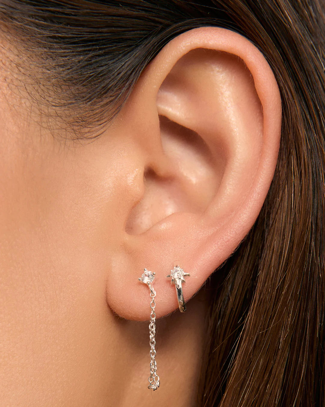 AOE | Nova Silver Huggie Earrings