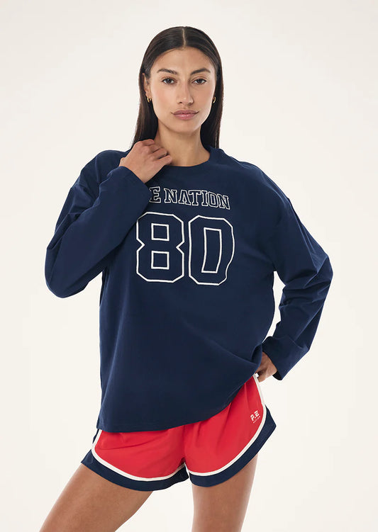 PE NATION | Oversized Long Sleeve Tee Dark Navy