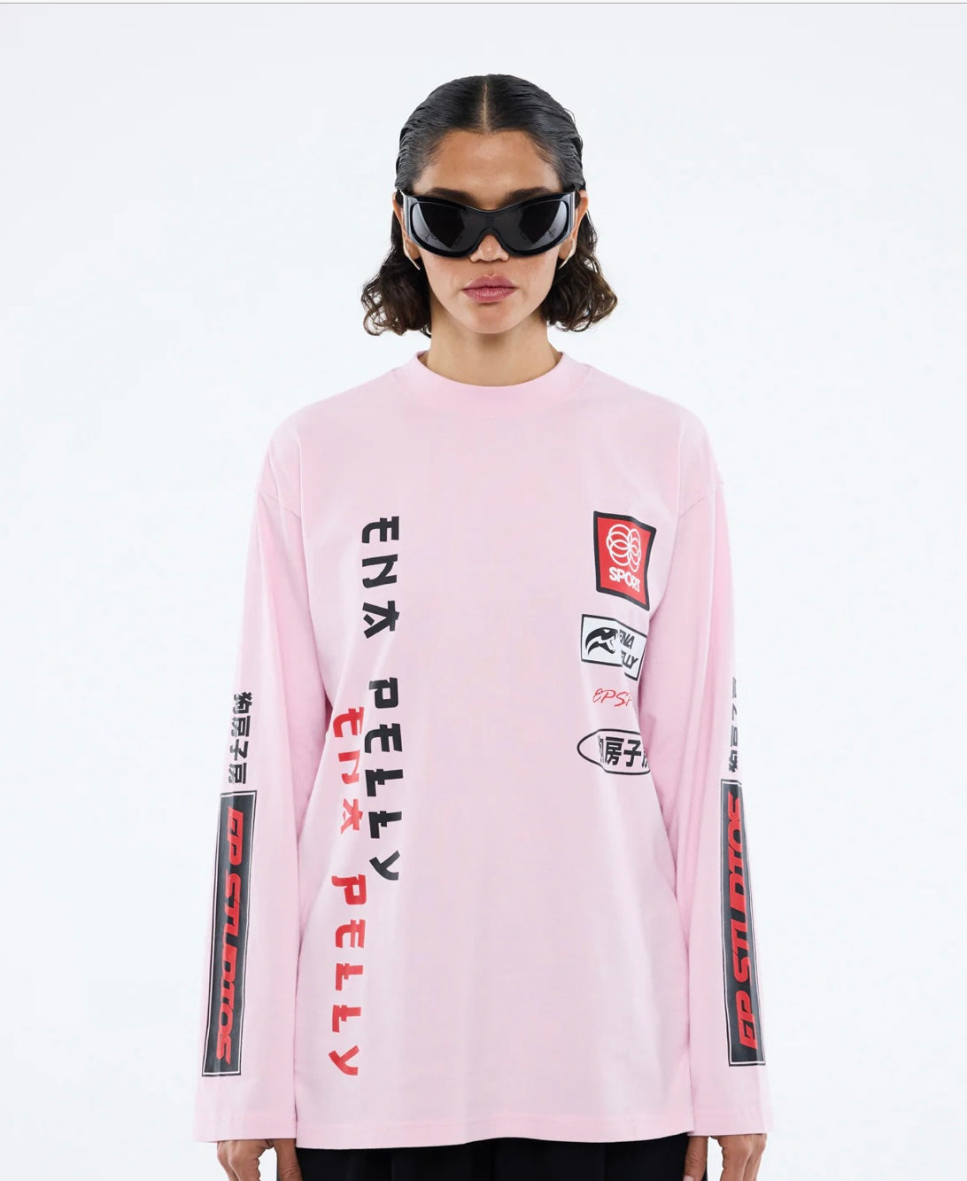 ENA PELLY | STREET SIGNS LONG SLEEVE TEE| PINK