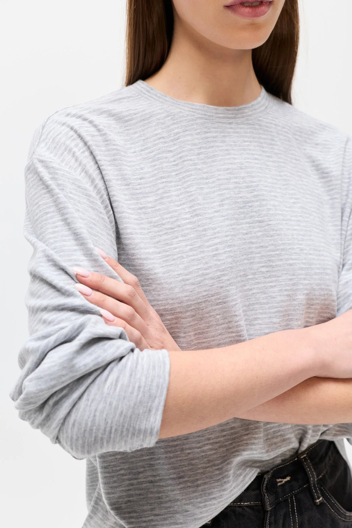 BAYSE | Liam Long Sleeve Grey Stripe