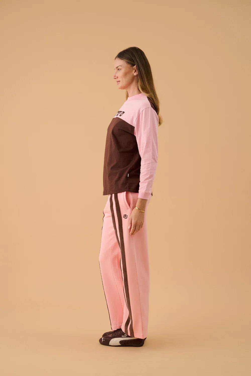 ARAMINTA JAMES | JAMES SPLICE LONG SLEEVE TEE ROSE QUARTZ