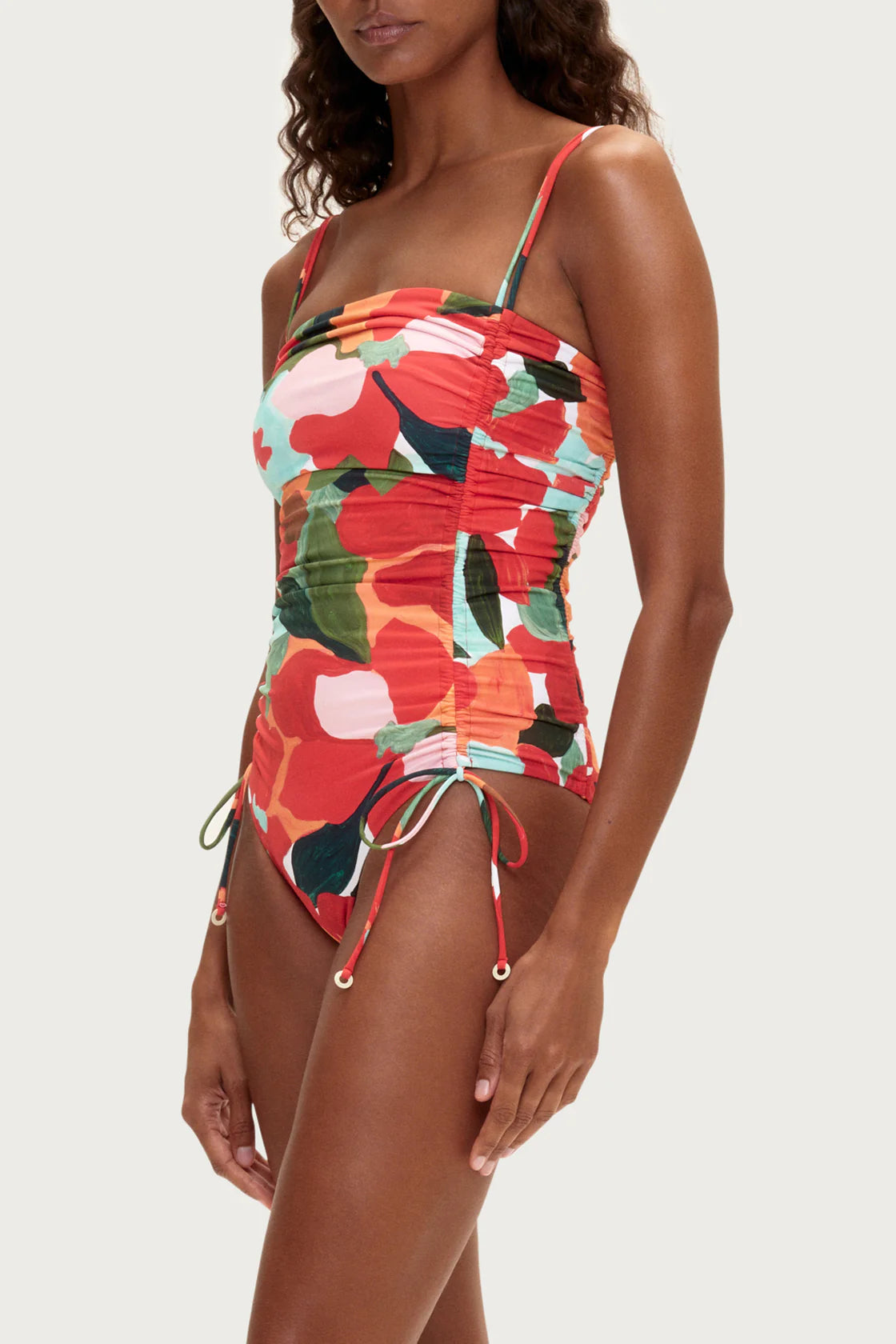 Zulu & Zephyr | Gathered one piece Red Floral