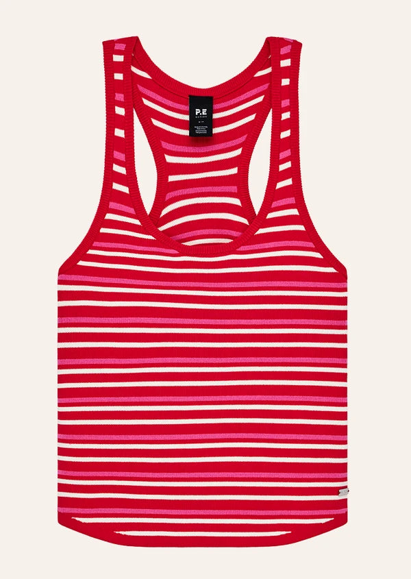 PE NATION | Retreat Relaxed Knit Tank Strawberry Stripe