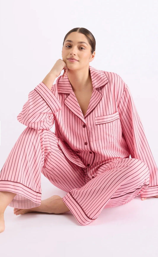 HOMMEY | Long Sleeve Sleep Shirt - Rocky Road Stripes