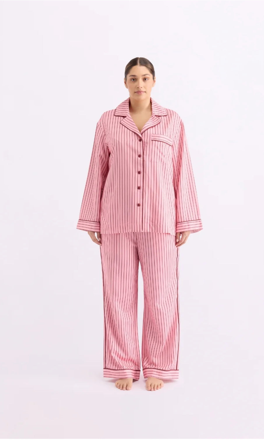 HOMMEY | Long Sleeve Sleep Shirt - Rocky Road Stripes
