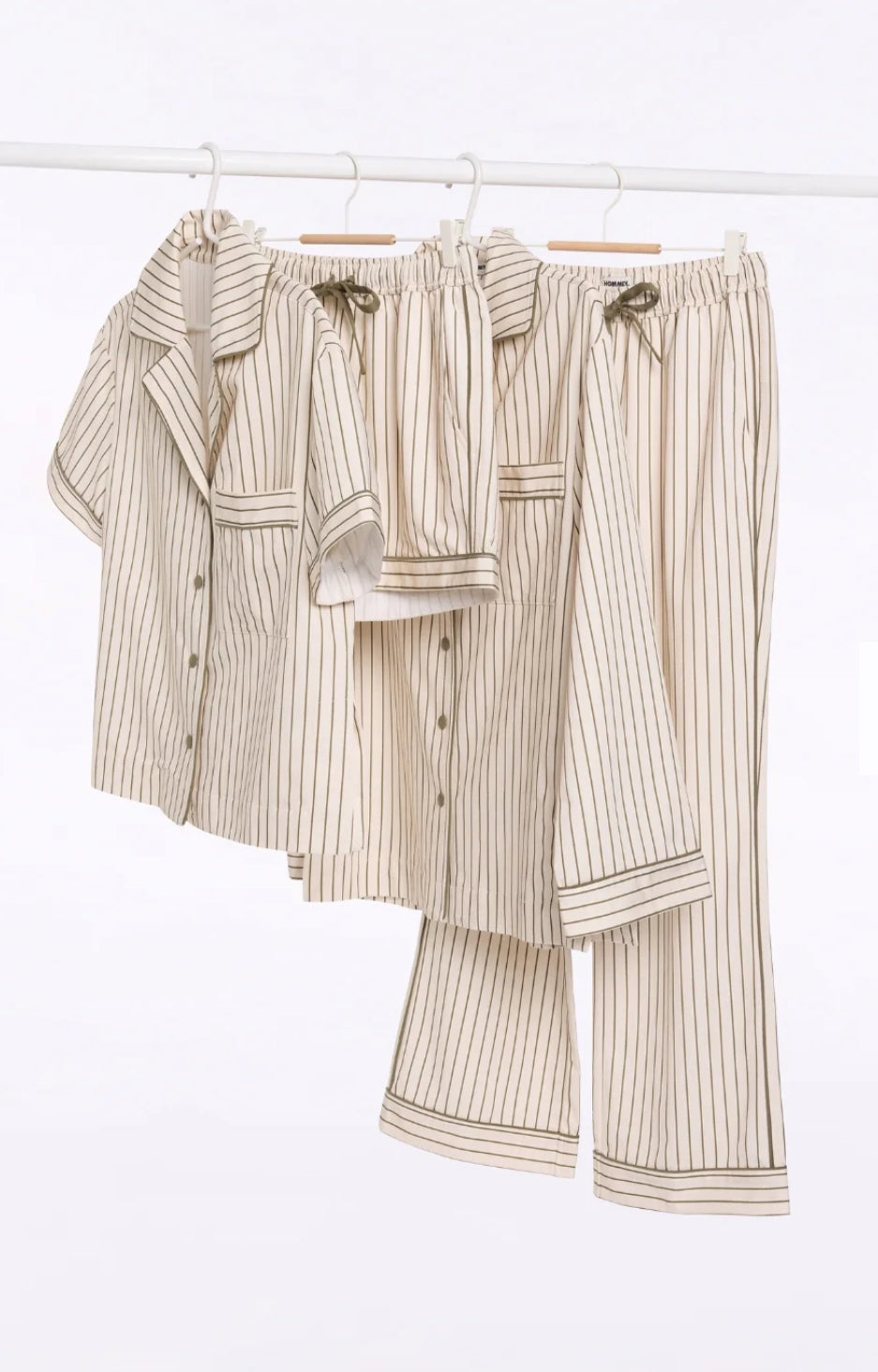 HOMMEY | Long Sleeve Sleep Shirt - Matcha Stripes