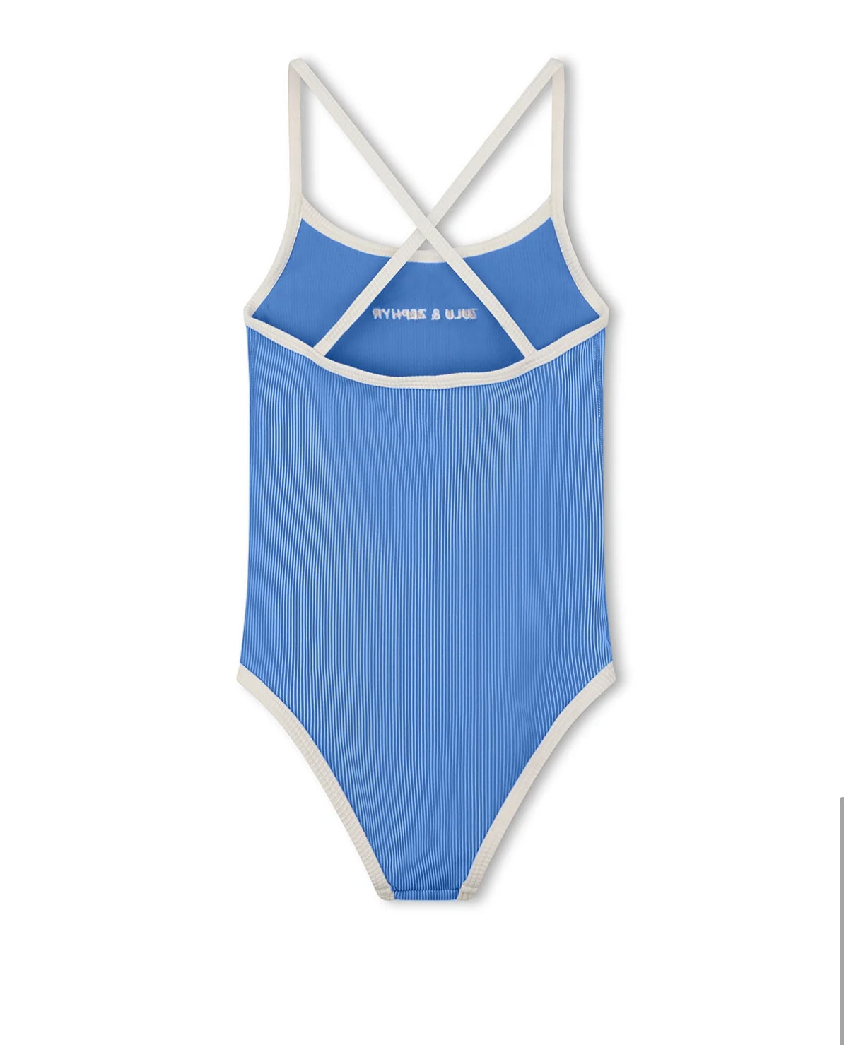 ZULU & ZEPHYR | MINI STRIPE RIB LOGO ONE PIECE - SKY