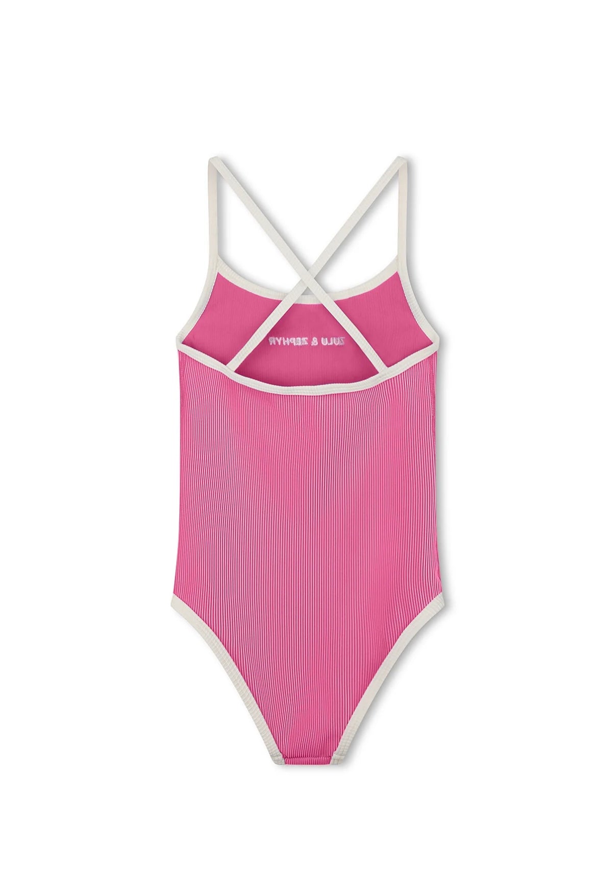 ZULU & ZEPHYR | MINI STRIPE RIB LOGO ONE PIECE - SHELL PINK