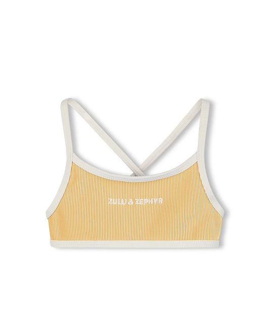 ZULU & ZEPHYR | MINI STRIPE RIB LOGO BIKINI TOP - MARIGOLD