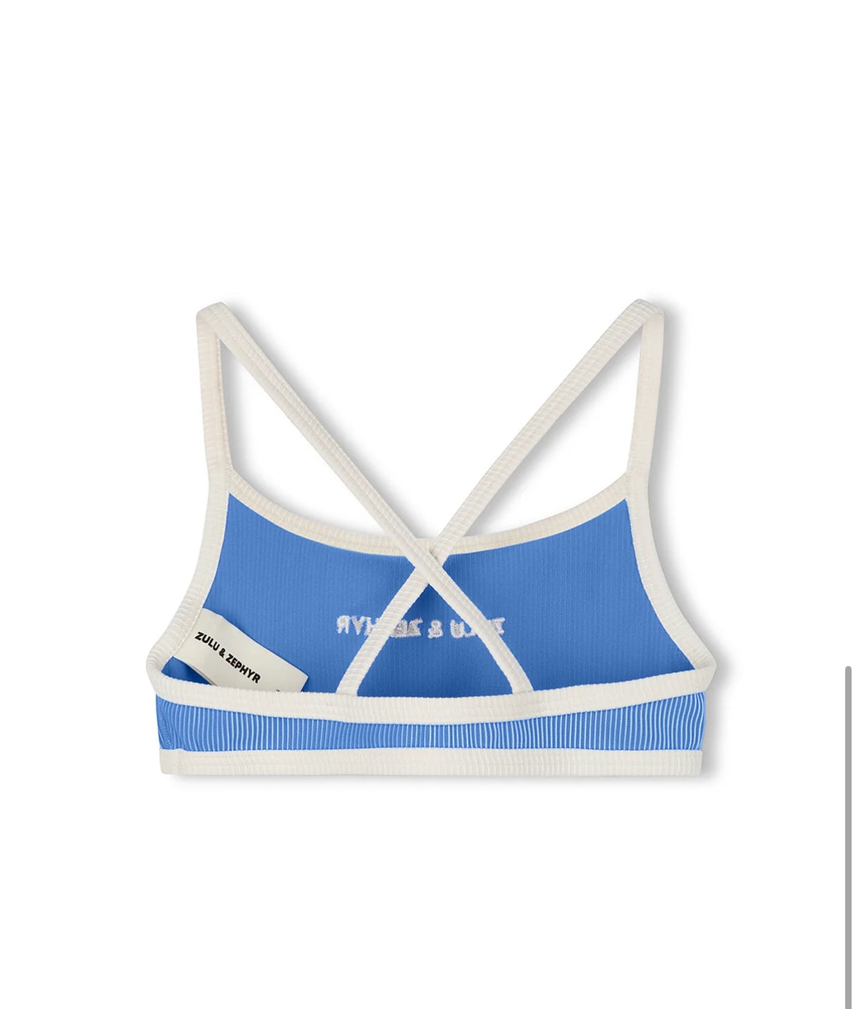 ZULU & ZEPHYR | MINI STRIPE RIB LOGO BIKINI TOP - SKY