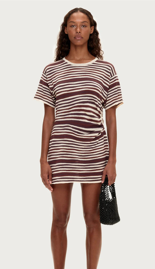 ZULU & ZEPHYR T-SHIRT KNIT DRESS | CHOCOLATE STRIPE