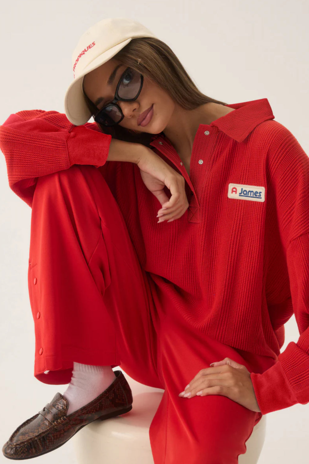 ARAMINTA JAMES | TIVA WAFFLE SWEATSHIRT APPLE RED