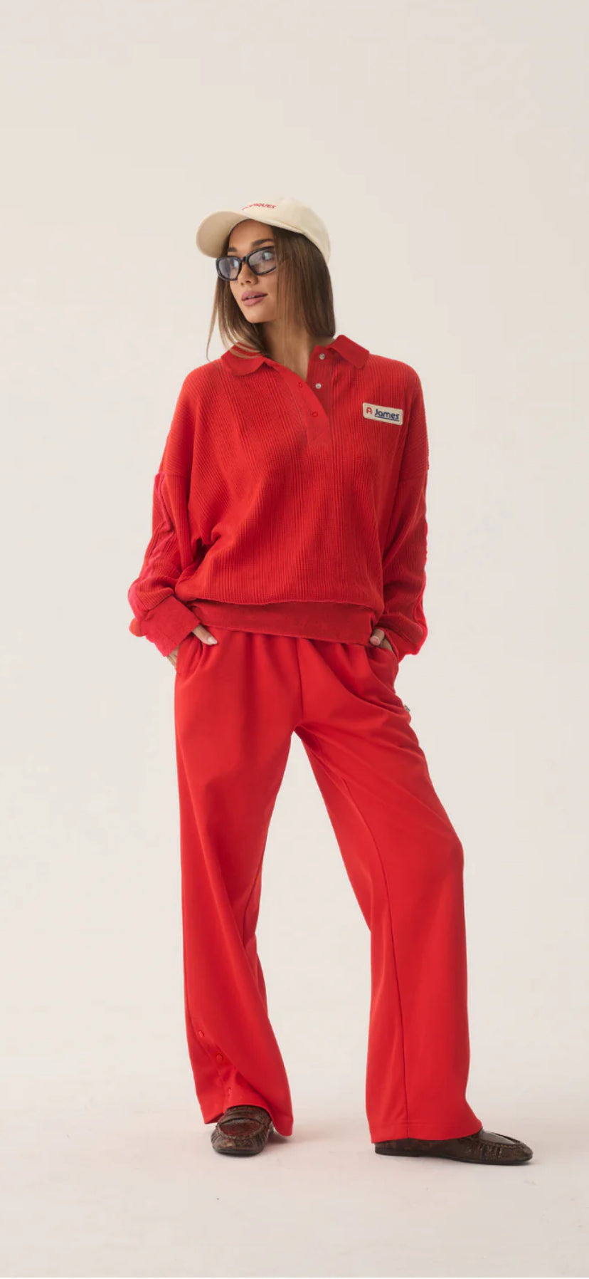 ARAMINTA JAMES | TIVA WAFFLE SWEATSHIRT APPLE RED