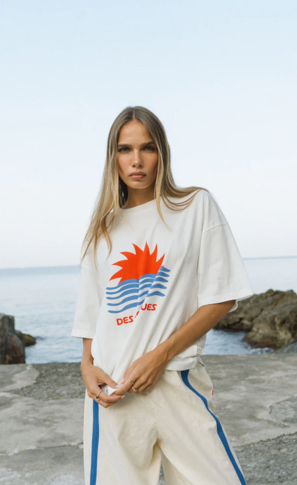 ARAMINTA JAMES | TROPIQUES OVERSIZED TEE WARM WHITE