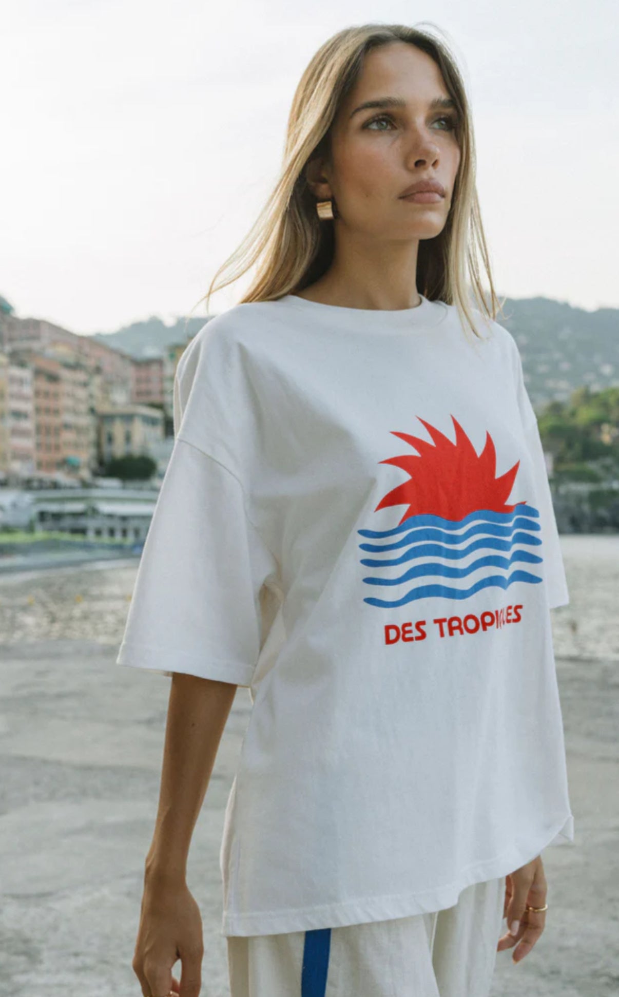 ARAMINTA JAMES | TROPIQUES OVERSIZED TEE WARM WHITE