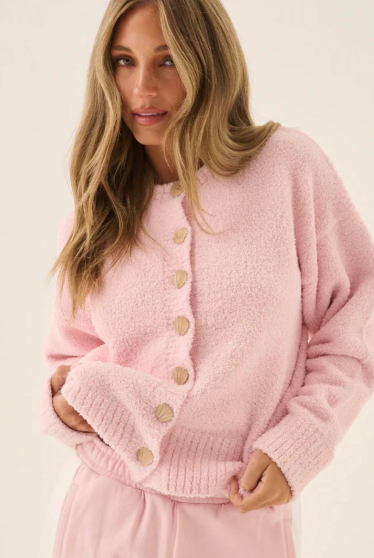 ARAMINTA JAMES | AIMES SHELL CARDIGAN BALLET PINK