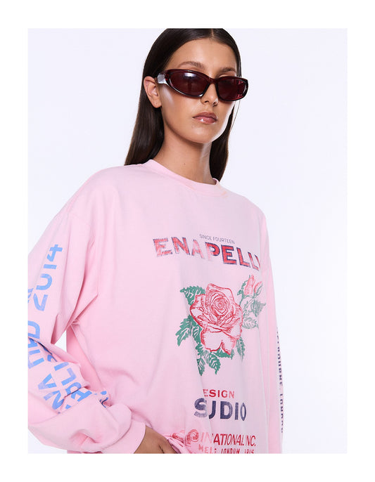 ENA PELLY | Hailey Long Sleeve Cuffed Tee Blush Pink
