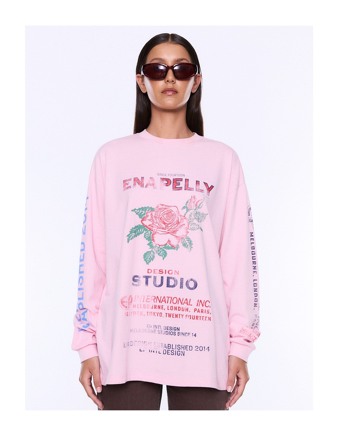 ENA PELLY | Hailey Long Sleeve Cuffed Tee Blush Pink