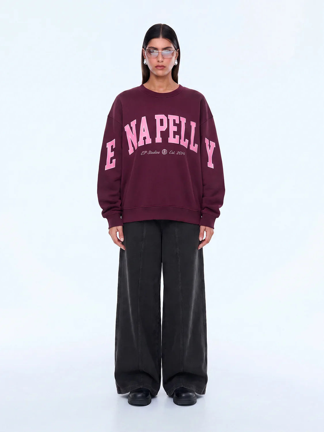 ENA PELLY | Mila Oversized Sweater Deep Cherry