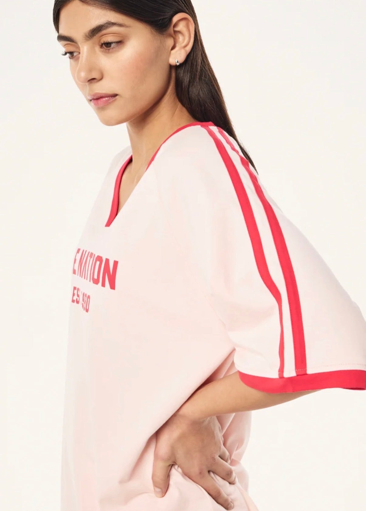 PE NATION | Spinout Baseball Tee In Soft Pink