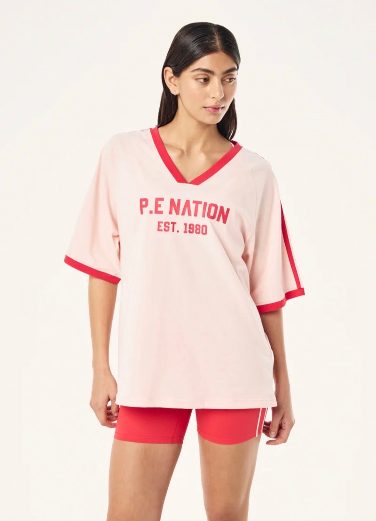 PE NATION | Spinout Baseball Tee In Soft Pink