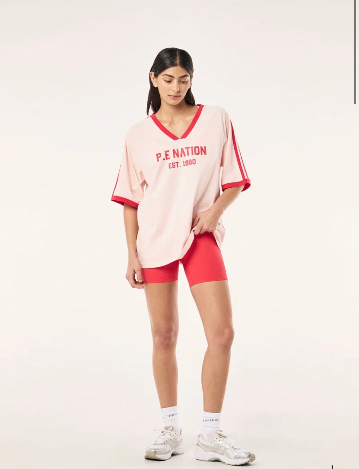 PE NATION | Spinout Baseball Tee In Soft Pink