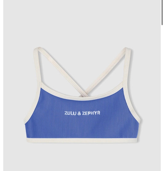 ZULU & ZEPHYR | Mini Stripe Bikini Top Sea Blue