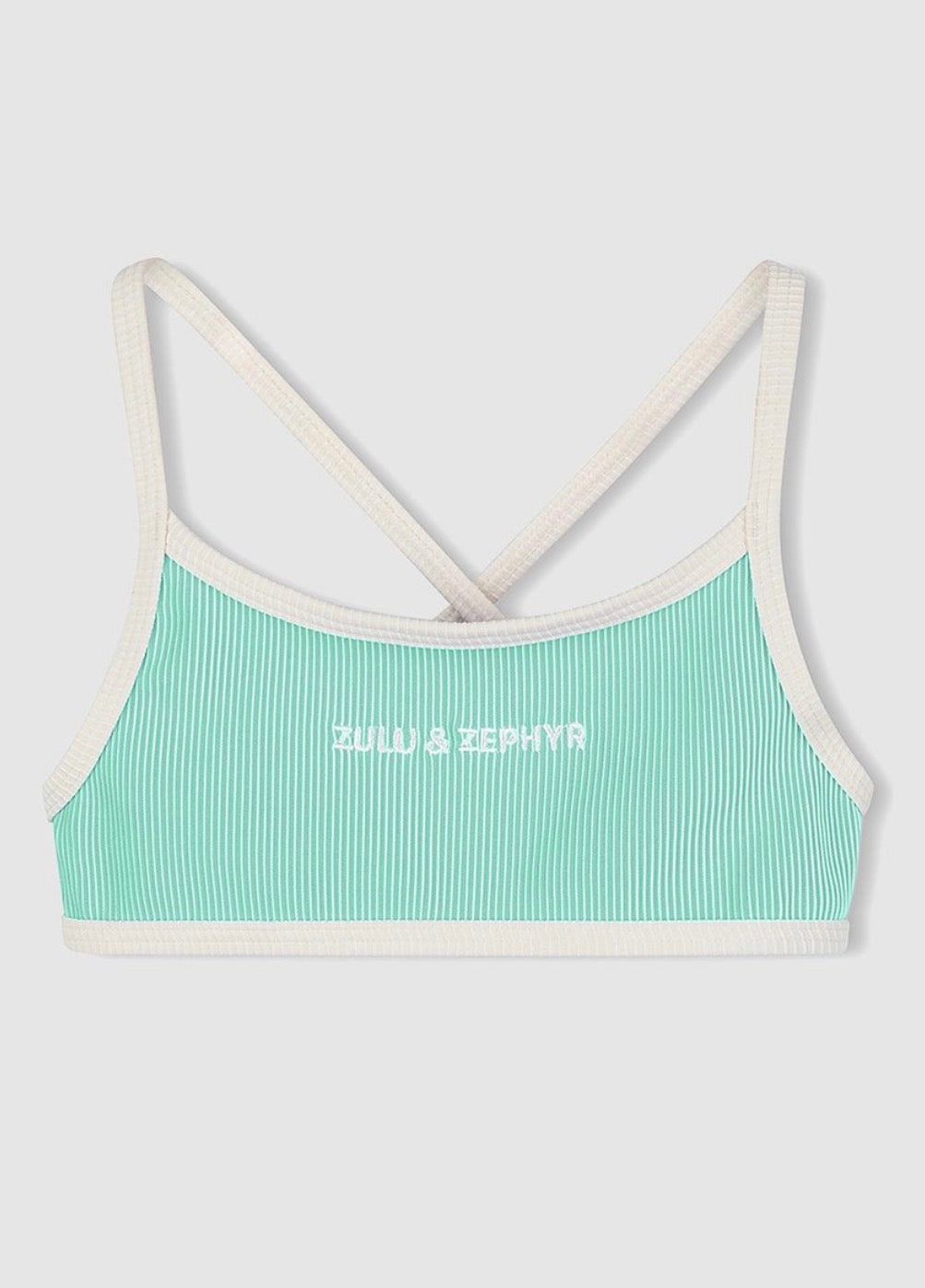 ZULU & ZEPHYR | Mini Stripe Bikini Top Aqua