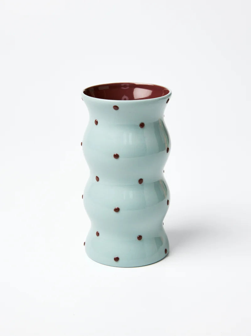 JONES AND CO | Palma Vase Blue Brown Dotty