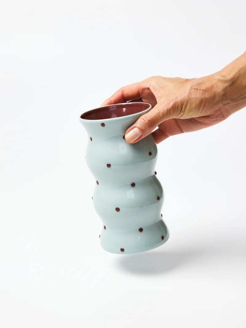 JONES AND CO | Palma Vase Blue Brown Dotty