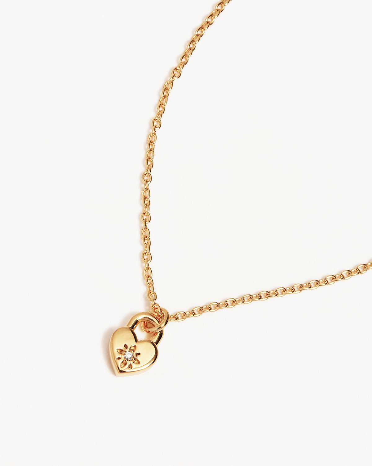 BY CHARLOTTE | Crystal Lotus Heart Padlock Necklace