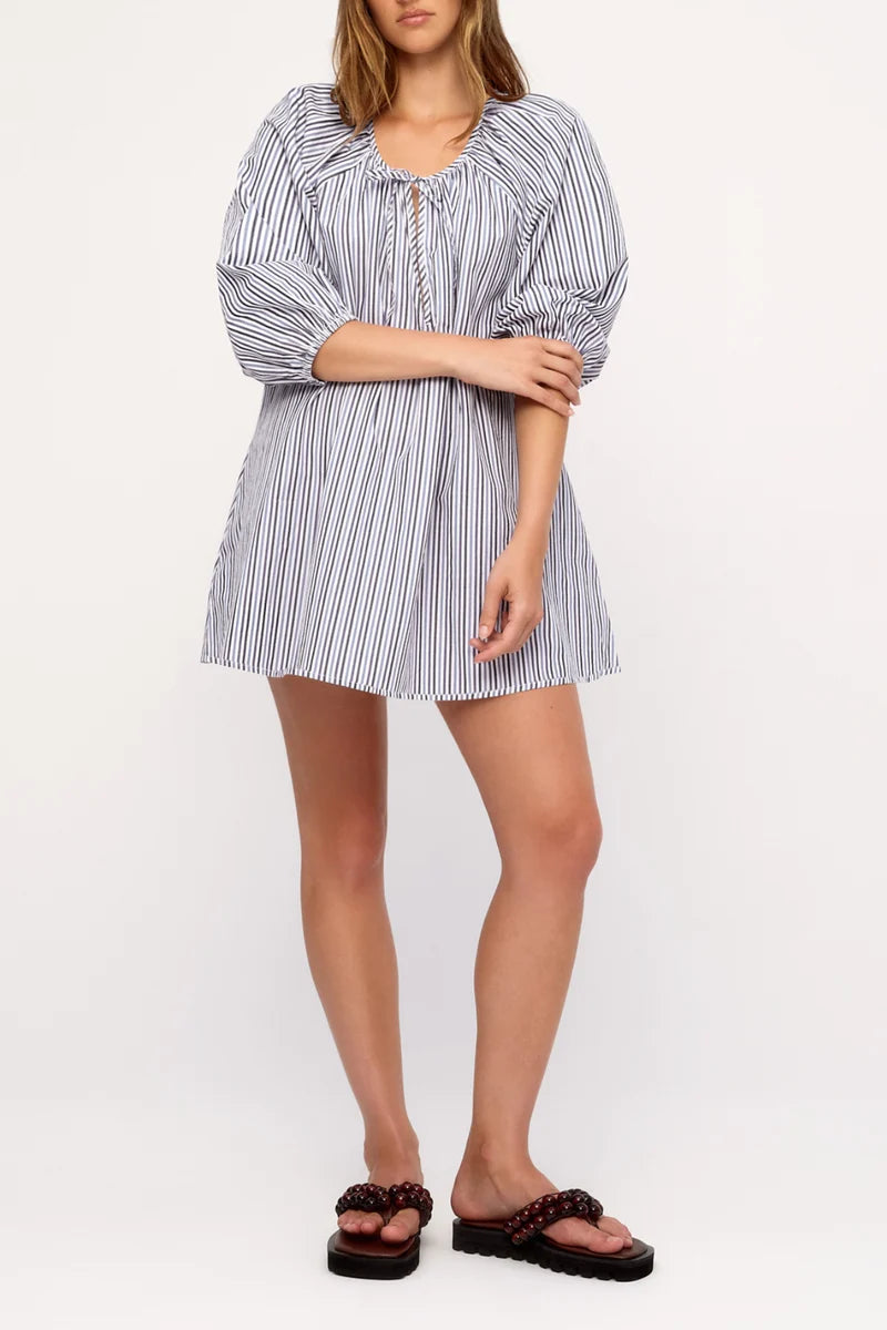 ZULU AND ZEPHYR | Poplin Mini Dress Blue Pin Stripe
