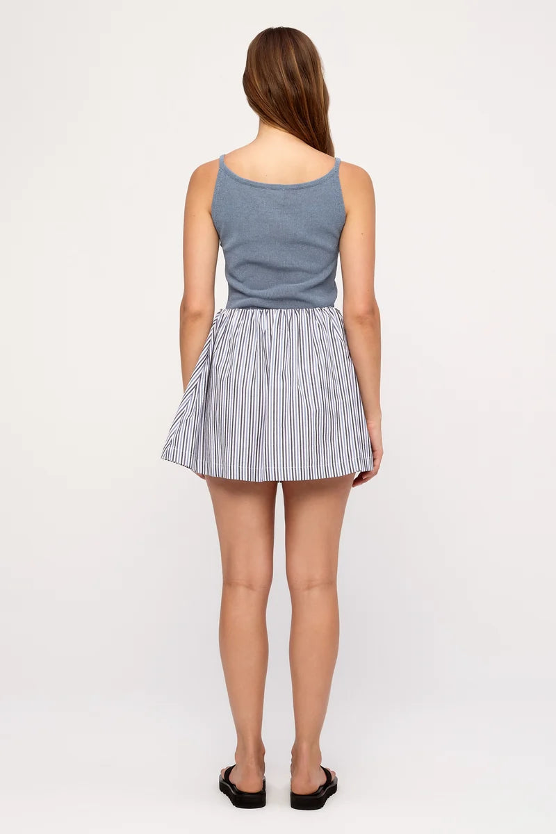 ZULU AND ZEPHYR | Poplin Mini Skirt Blue Pinstripe